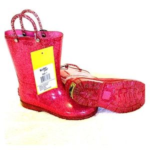 Western Chief Pink Glitter Rain Boots Size 1